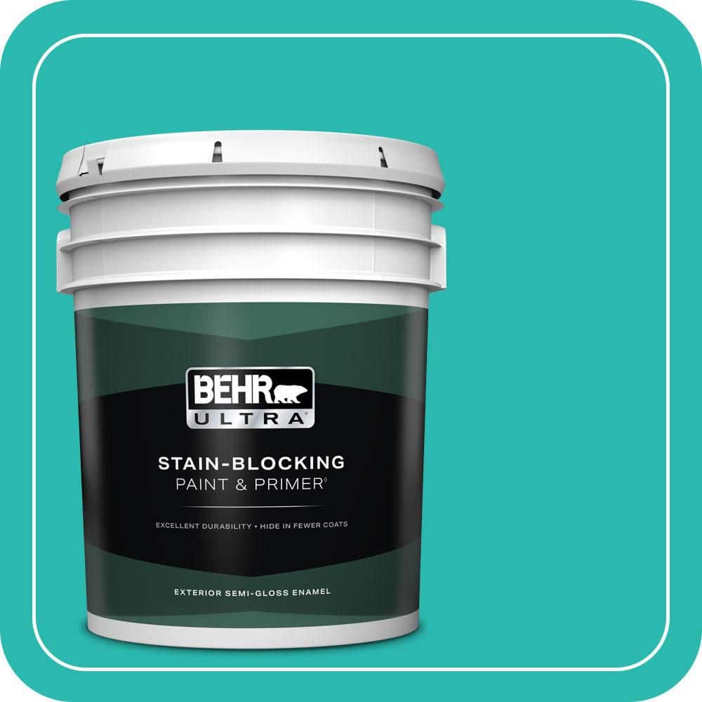 BEHR ULTRA 5 gal. #P450-5 Island Aqua Semi-Gloss Enamel Exterior Paint & Primer