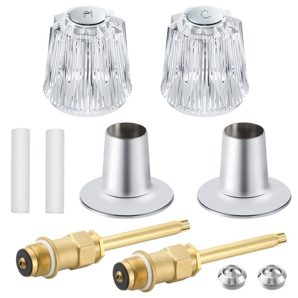 Helhom Bathtub Shower Knob 2 Piece Replacement Kit for Verve, with Shower Handle and Shower Stems, Seats Parts, Flanges (1)