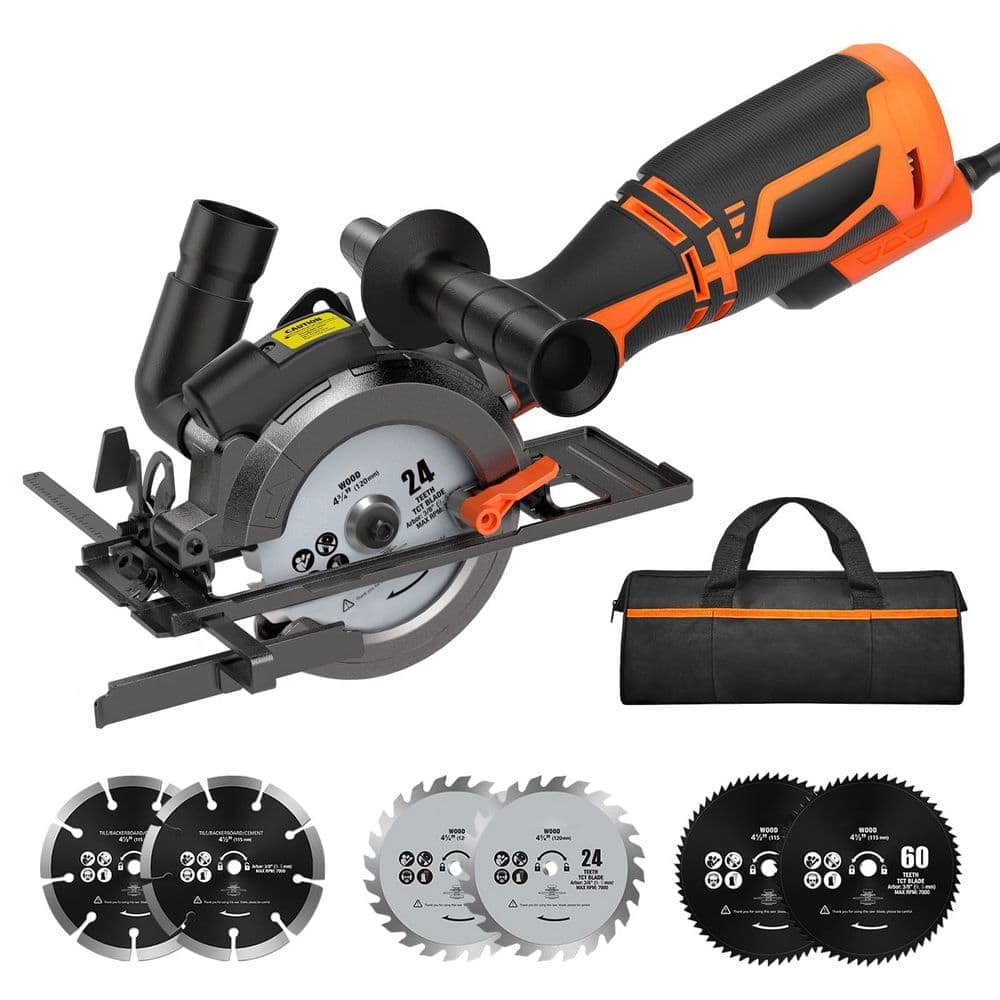 Unbranded MCS01A 4-1/2 Compact Circular Saw with Laser Guide 6 Blades Cutting Depth 1-11/16 Ideal for Wood Metal Tile (3)