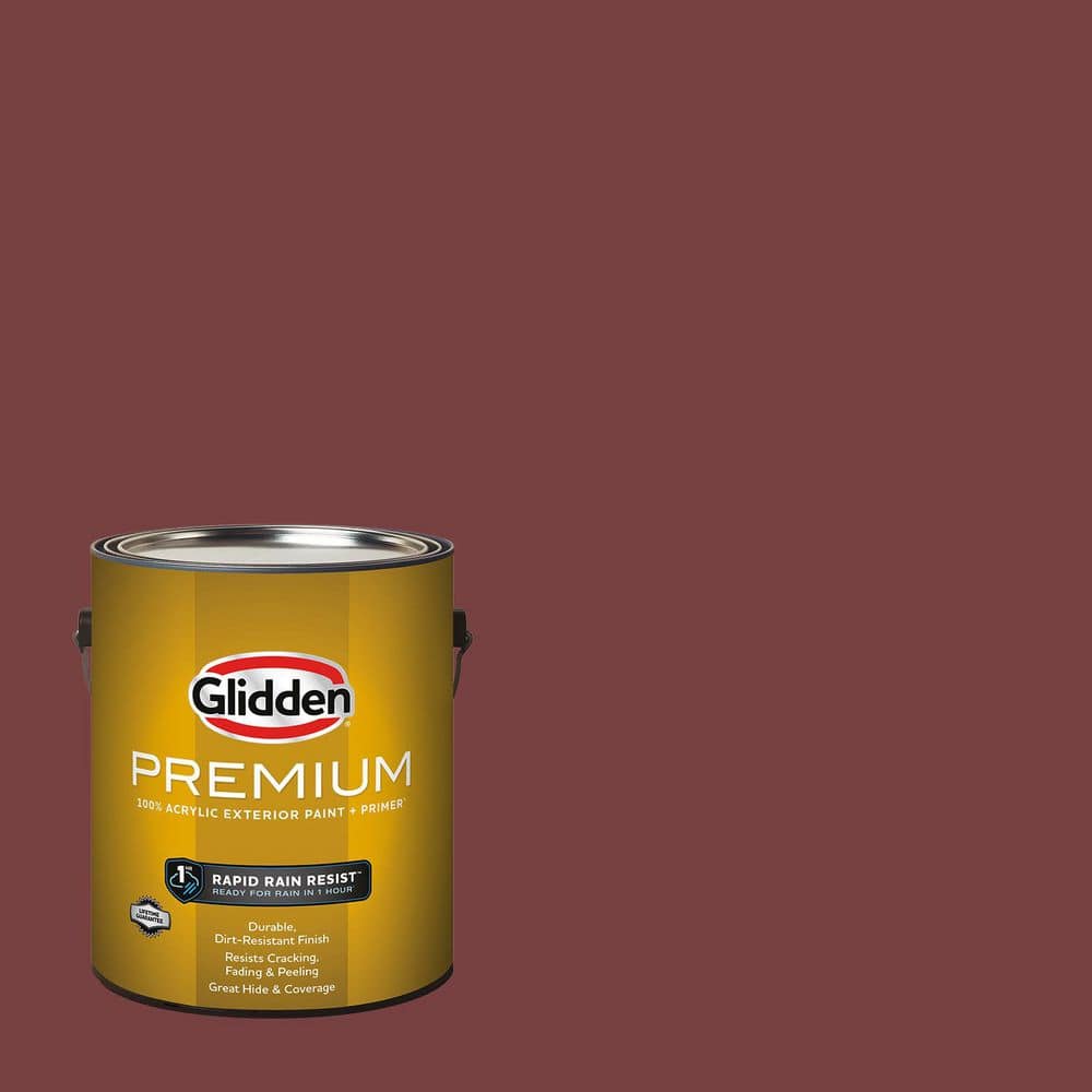 Glidden Premium 1 gal. PPG1055-7 Bordeaux Flat Exterior Latex Paint
