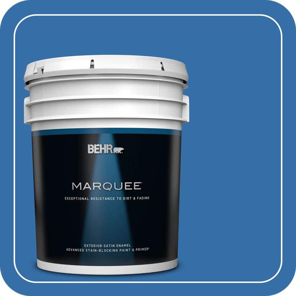 BEHR MARQUEE 5 gal. #P520-6 Mega Blue Satin Enamel Exterior Paint & Primer