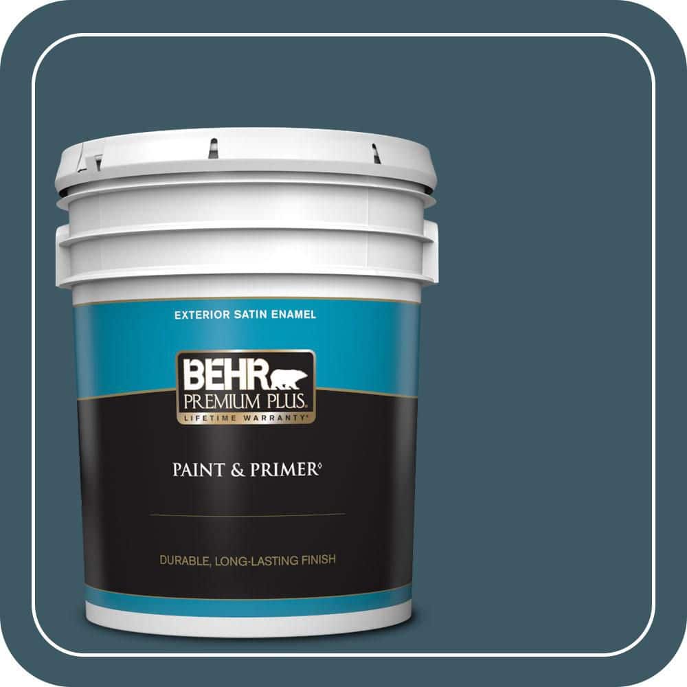 BEHR PREMIUM PLUS 5 gal. #530F-7 Rain Storm Satin Enamel Exterior Paint & Primer