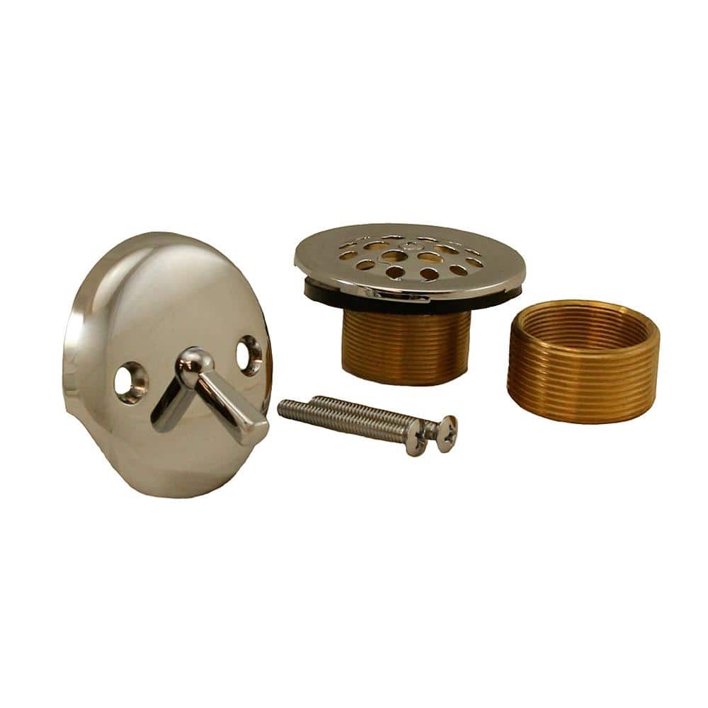 JONES STEPHENS Trip Lever Bath Tub Drain Conversion Kit with 2-Hole Overflow Plate