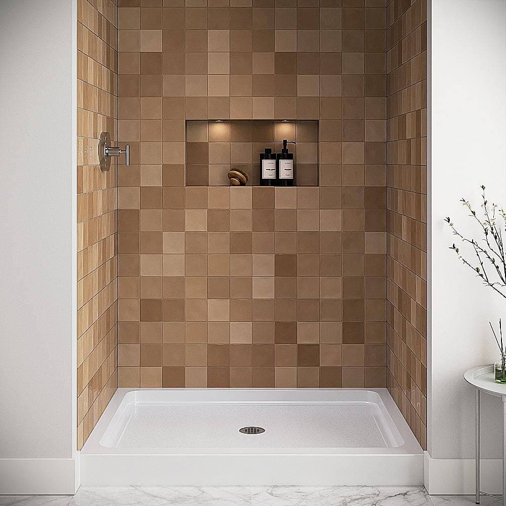Streamline GB-621-488 48 in. 32 in. Alcove Acrylic Shower Pan Base with Drain, Drain Included (2)
