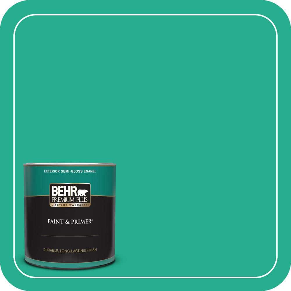BEHR PREMIUM PLUS 1 qt. #P430-5 Enchanted Wells Semi-Gloss Enamel Exterior Paint & Primer