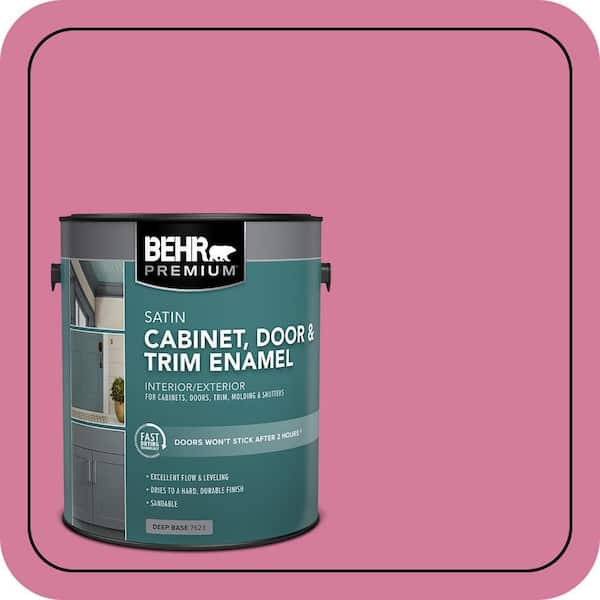 BEHR PREMIUM 1 gal. #P130-5 Little Bow Pink Satin Enamel Interior/Exterior Cabinet, Door & Trim Paint (2)