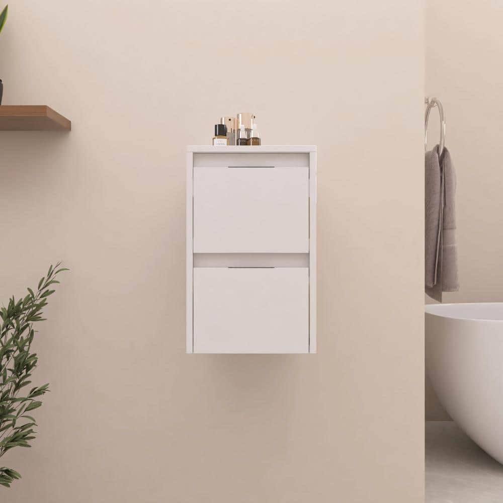 UPIKER 11.8 in. W x 17.9 in. D x 18.9 in. H Bathroom Storage Wall Cabinet in Glossy White (1)