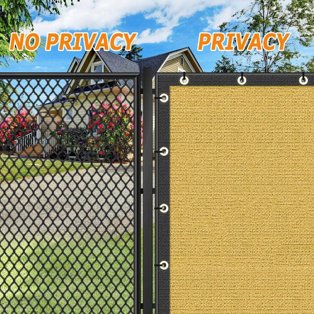 Unbranded 4 x 50 ft. HDPE Privacy Screen Fence, 90% Blockage Heavy Duty 175 GSM Fencing Mesh Net Cover for Garden, Privacy, Sand (2)