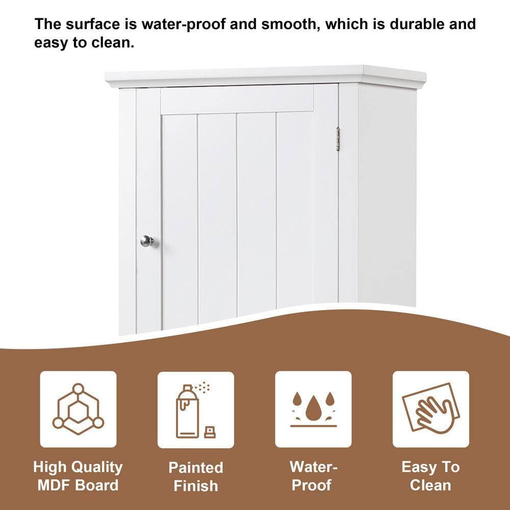 Sarlai 22 in. W x 11 in. D x 67 in. H White Freestanding Tall Bathroom Storage Linen Cabinet with Drawer and Adjustable Shelf (2)