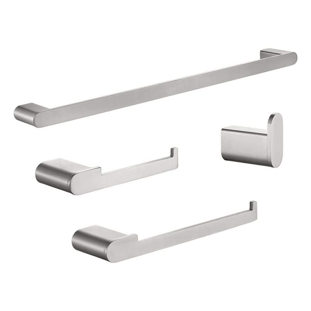 Heemli Modern Bath Hardware Set with Towel Ring Toilet Paper Holder Towel Hook and Towel Bar Brushed