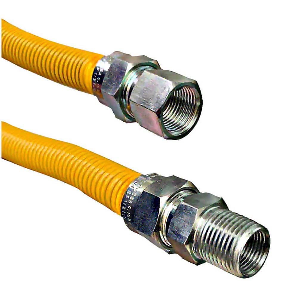 JONES STEPHENS 3/4 in. FIP x 3/4 in. MIP 18 in. Yellow Stainless Steel Gas Connector