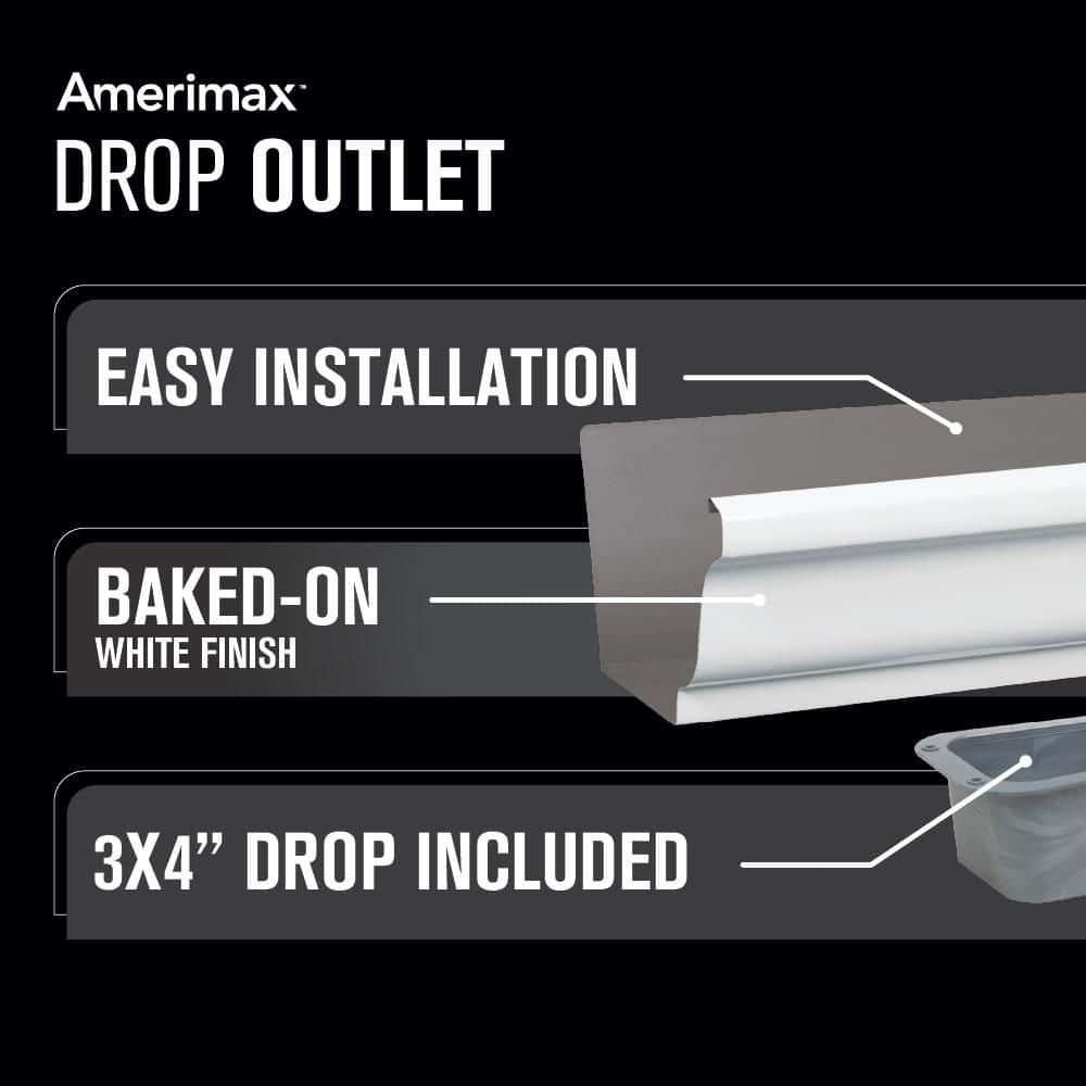 Amerimax Home Products 6 in. White Aluminum K-Style Gutter End with 3 in. x 4 in. Drop Outlet (2)