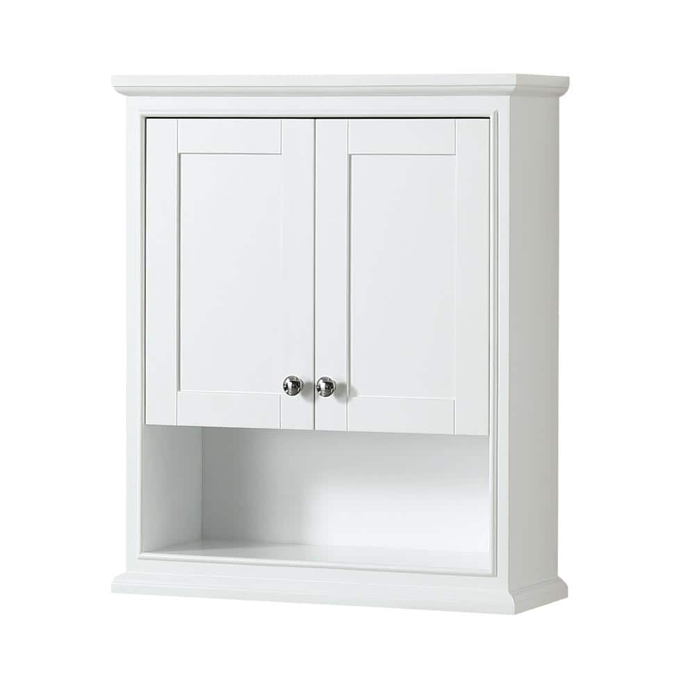 Wyndham Collection Deborah 25 in. W 30 in. H 9 in. D Bathroom Storage Wall Cabinet Dark Espresso