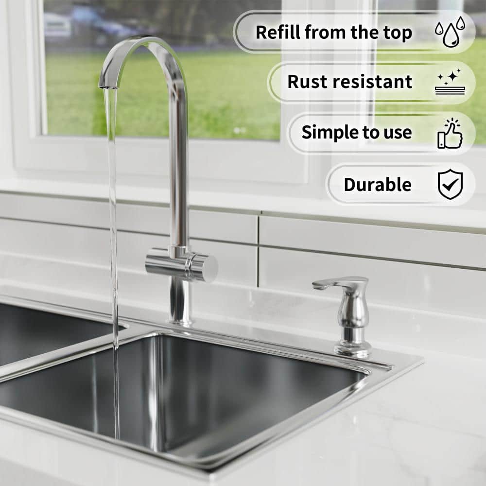 Sotion 17 oz Brushed Nickel Built in Countertop Kitchen Soap and Lotion Dispenser with Large Liquid Bottle (2)