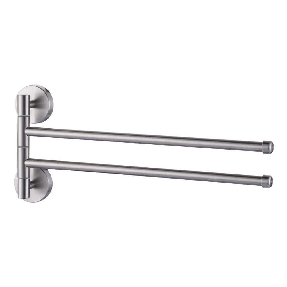 WOWOW Wall Mounted Swivel 2-Arm Towel Bar Bath Hardware Accessory (1)