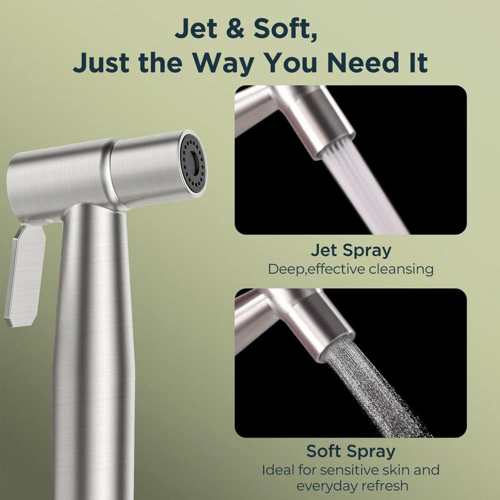 Wudkey All-in-One Handheld Bidet Sprayer Attachment with Brass T-Valve Mounts Included (2)