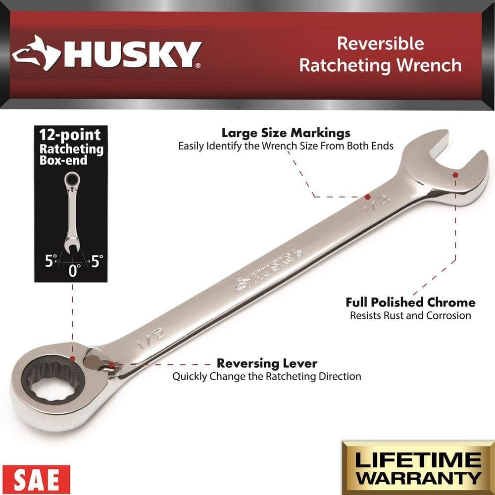 Husky 72-Tooth Reversible SAE Ratcheting Wrench Set (12-Piece) (3)