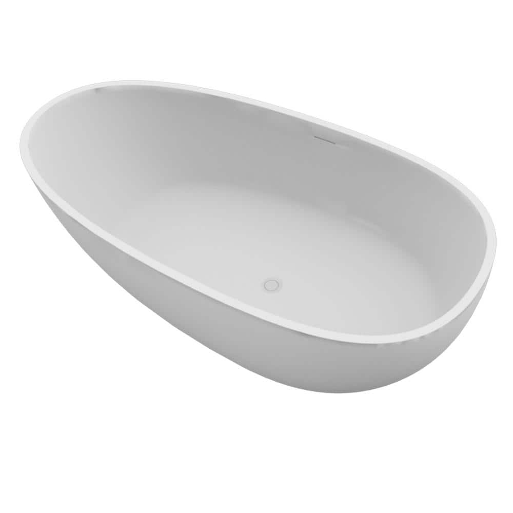 SERENE VALLEY Phi 71 in. Solid Stone Resin Flatbottom Non-Whirlpool Bathtub in Matte White (1)