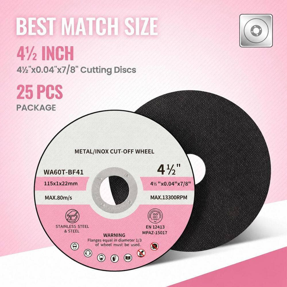 LAIFUCAM 25-Pack Aluminum Oxide Cut Off Wheel Ultra Thin Metal Center with Fast Cutting for Angle Grinder and Metal (2)