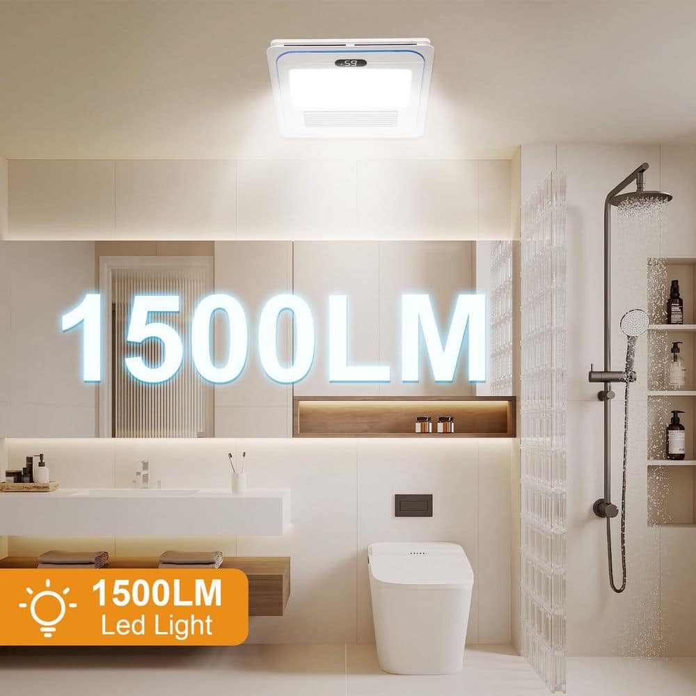 Wudkey 1-Piece 13.8 in. White Bathroom Exhaust Fan with Light and Heater, 1800W, 4 in 1, 220 CFM, 12W LED Light, 1.0 Sone (3)