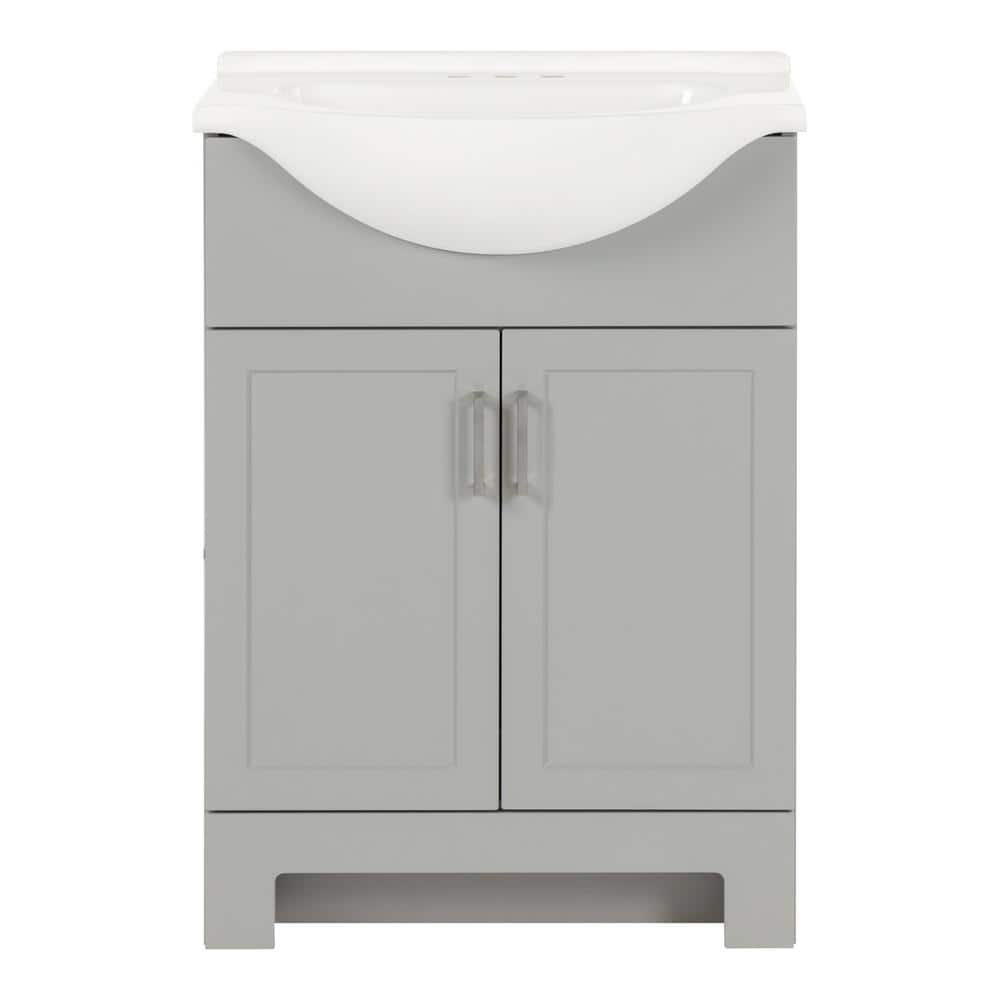 Glacier Bay Weldon 25 in. Single Sink Pearl Gray Freestanding Bath Vanity with White Cultured Marble Top (Assembled) (3)