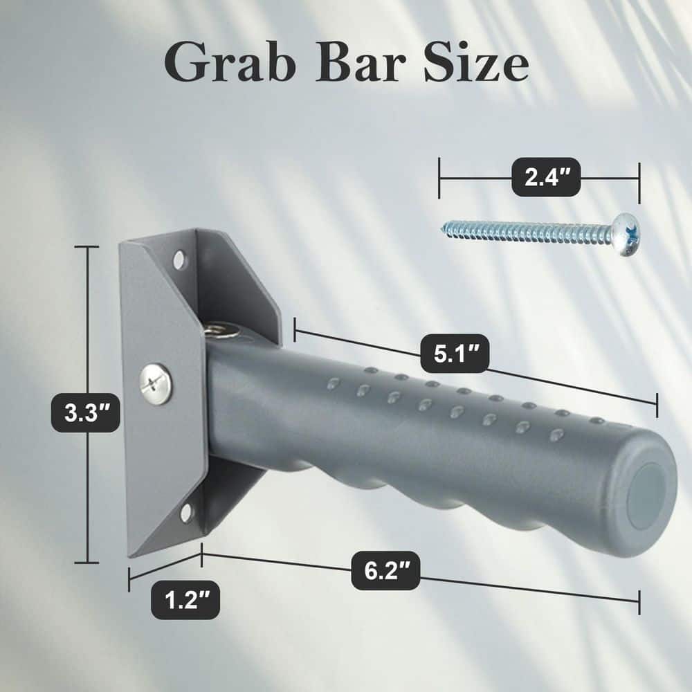 NVNOO 6.2 in. Flip Up Grab Bars for Doorway Stairs for Seniors, Garage Door Handles Stair Assistance for Elderly, Gray (3)