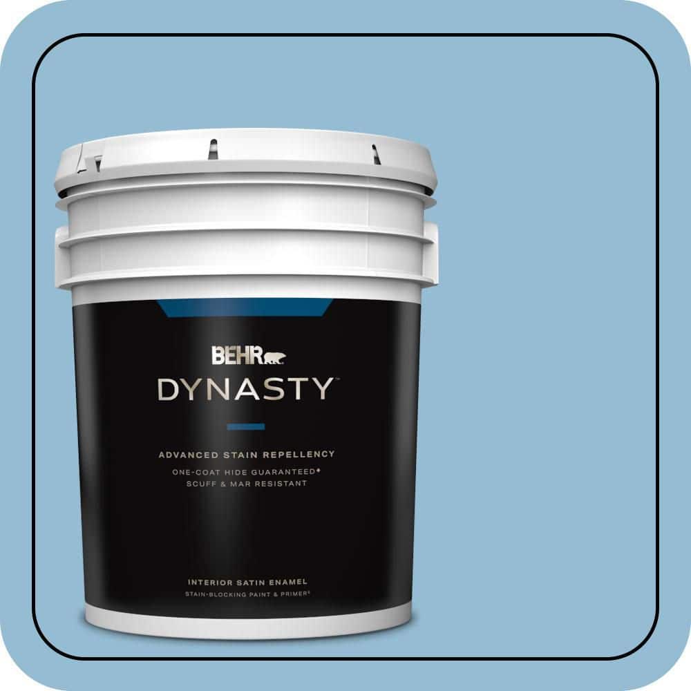 BEHR DYNASTY 5 gal. #M500-3 Blue Chalk One-Coat Hide Satin Enamel Interior Stain-Blocking Paint & Primer