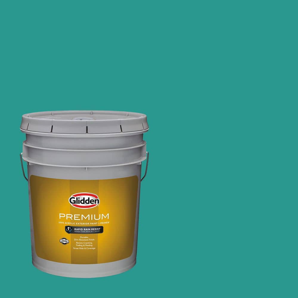 Glidden Premium 5 gal. PPG1231-6 Azure Tide Flat Exterior Latex Paint