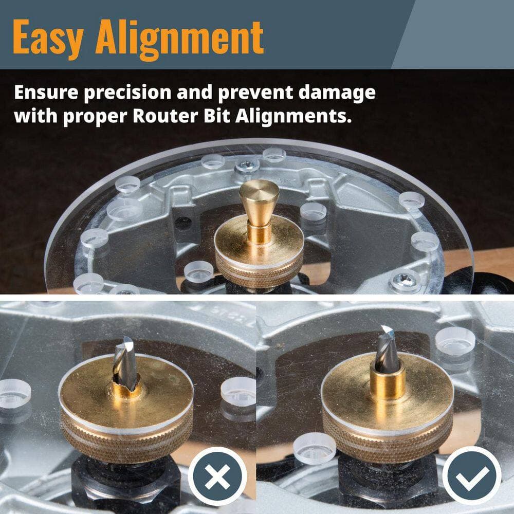 ‎POWERTEC Spiral Router Bit and Router Subbase Centering Pin Set, Up Cut Solid Carbide CNC Router Bit (2)