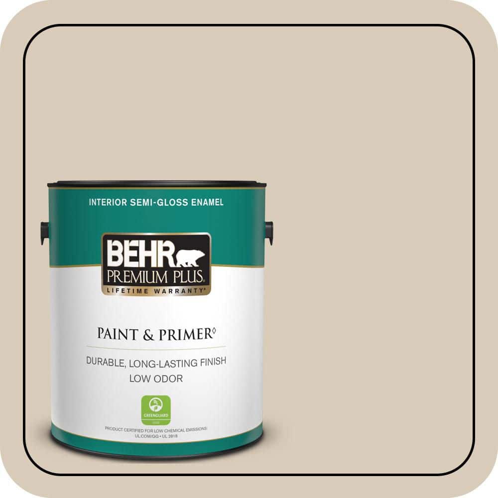 BEHR PREMIUM PLUS 1 gal. #MQ2-27 Studio Clay Semi-Gloss Enamel Low Odor Interior Paint & Primer