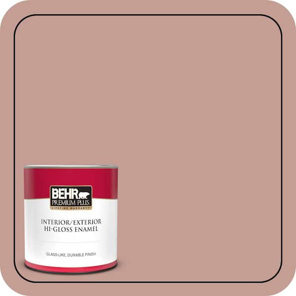 BEHR PREMIUM PLUS 1 qt. #S170-4 Retro Pink Hi-Gloss Enamel Interior/Exterior Paint & Primer (2)