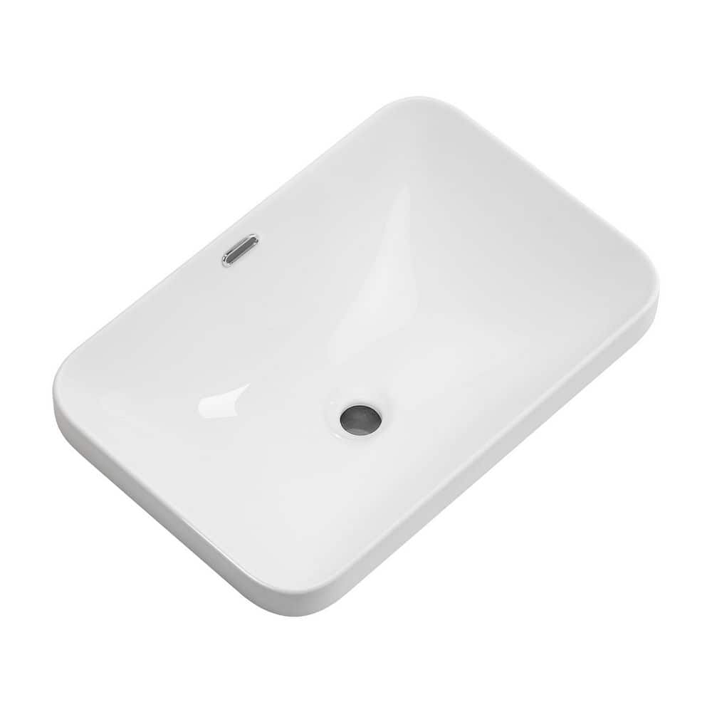 Lycvki 22.05 in. Undermount Rectangular Bathroom Sink in White (1)