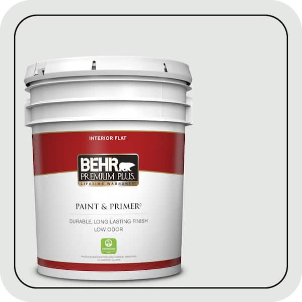 BEHR PREMIUM PLUS 5 gal. #PPU26-13 Silent White Flat Low Odor Interior Paint & Primer (2)