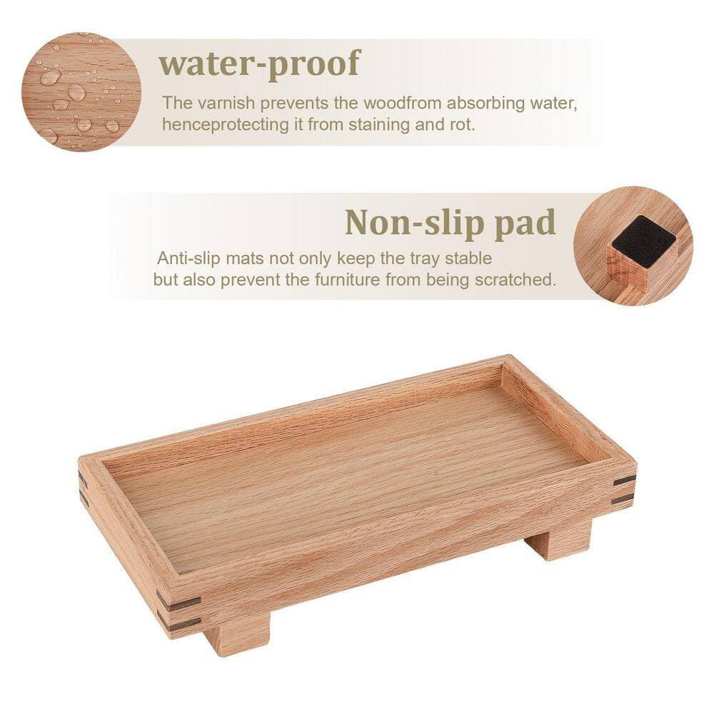 Unbranded 1-Pack Brown Oak Wood Riser Soap Dish Pedestal Tray Display Stand for Bathroom Vanity and Kitchen Sink (3)