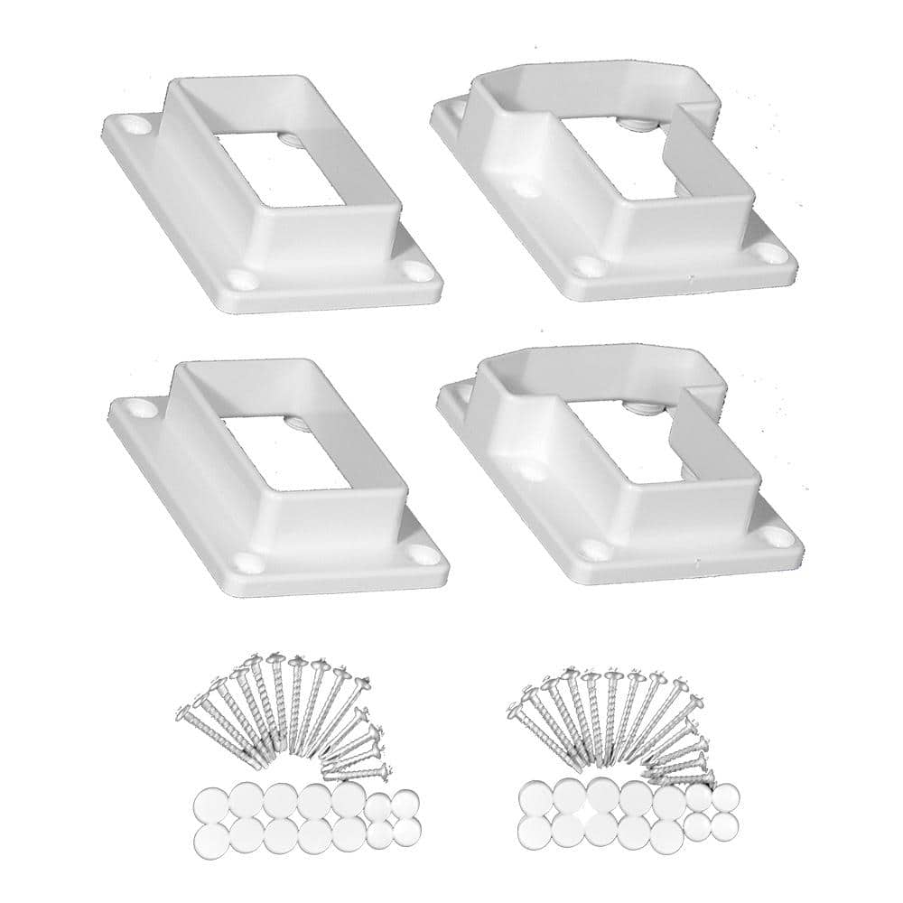 Weatherables Riviera White Straight Railing Bracket Kit (4-Piece) (1)
