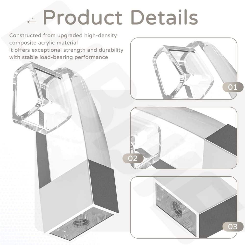 KHKFY Chrome Clear Acrylic Shower Door Towel Bar Brackets with Sleeve, 2 Pack, Fits Framed Sliding Doors (3)