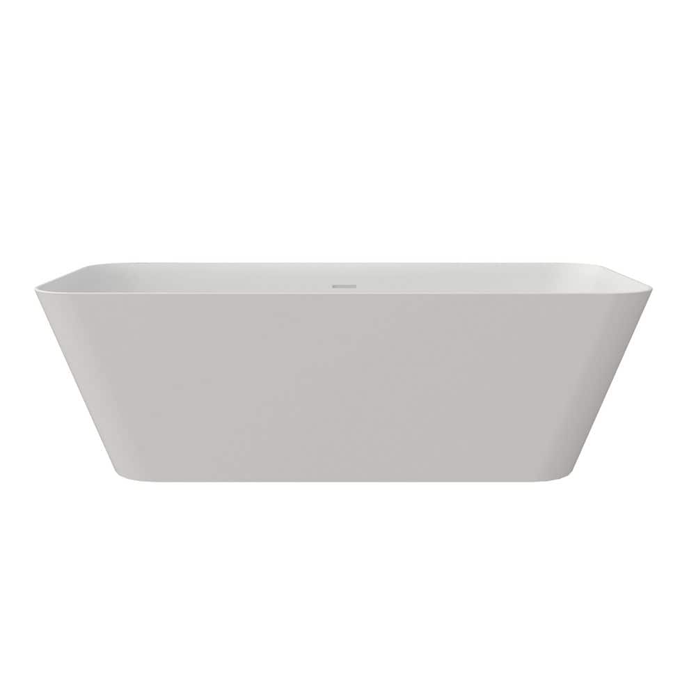 LIVACA 67 in. x 29.5 in. Deep Soak Solid Surface Freestanding Soaking Bathtub in Matte White Finish (1)