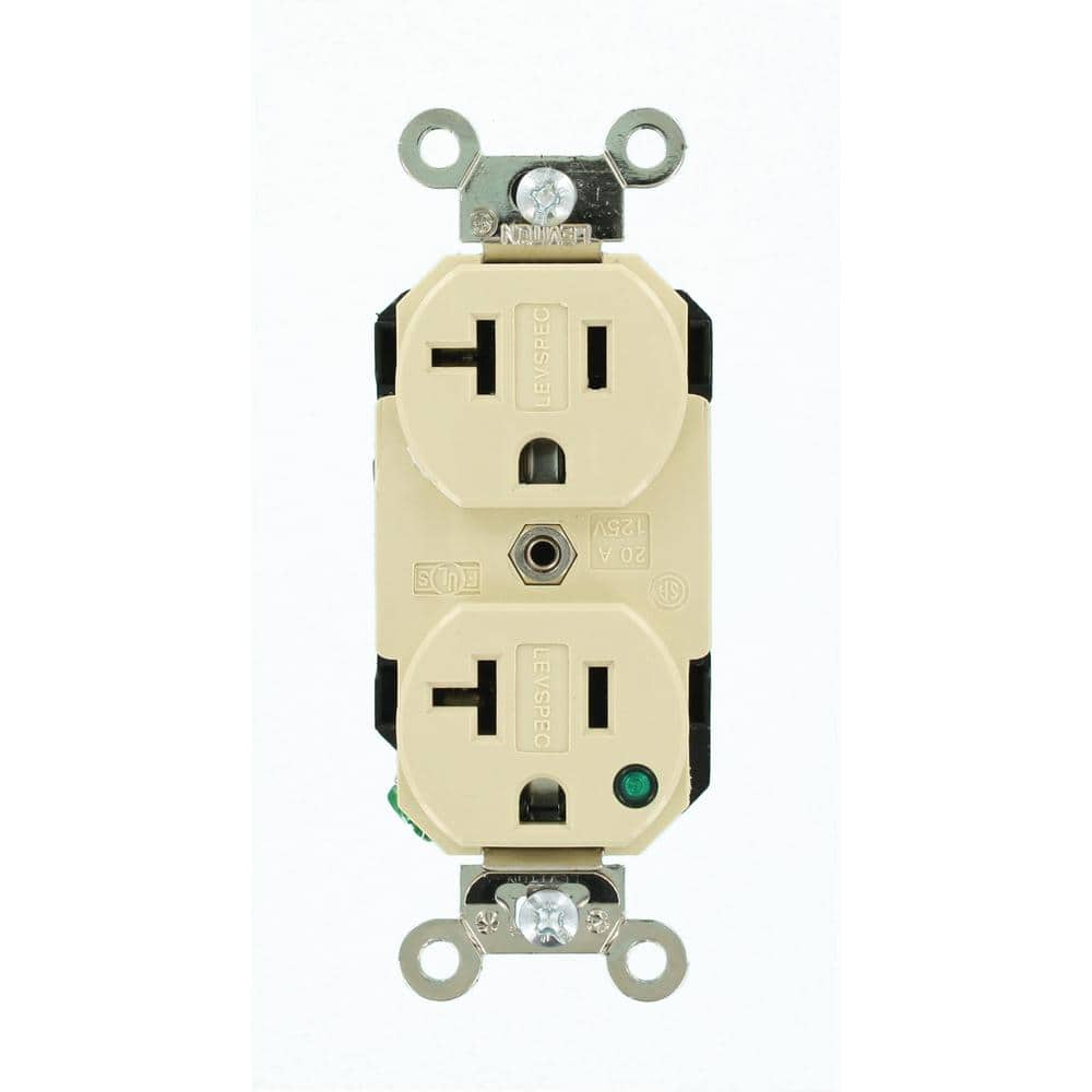 Leviton 20 Amp 125 V Hospital Grade Duplex Outlet/Receptacle, Ivory (1-Pack) 8300-PLI (1)
