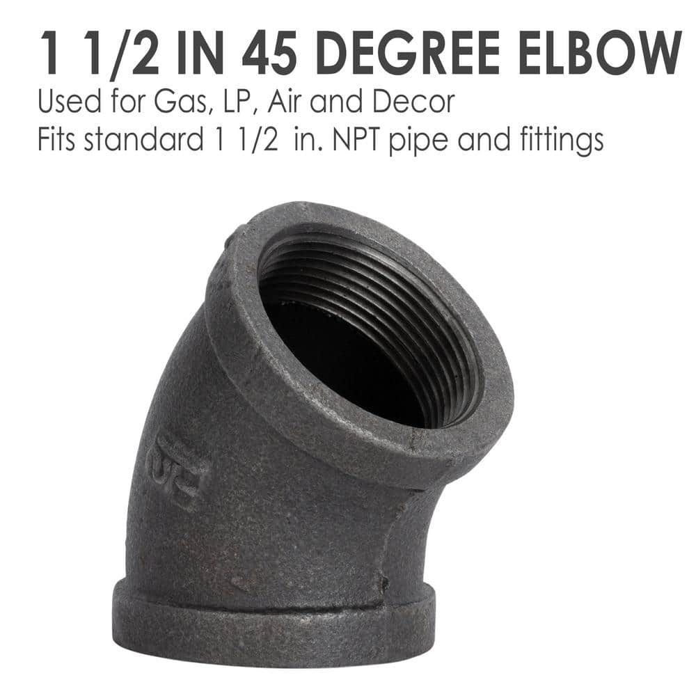 STZ 1-1/2 in. x 1-1/2 in. Black Malleable Iron 45° FPT x FPT Elbow (2)