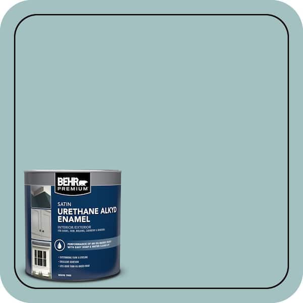 BEHR PREMIUM 1 qt. #S440-3 Aspiring Blue Satin Enamel Urethane Alkyd Interior/Exterior Paint (2)