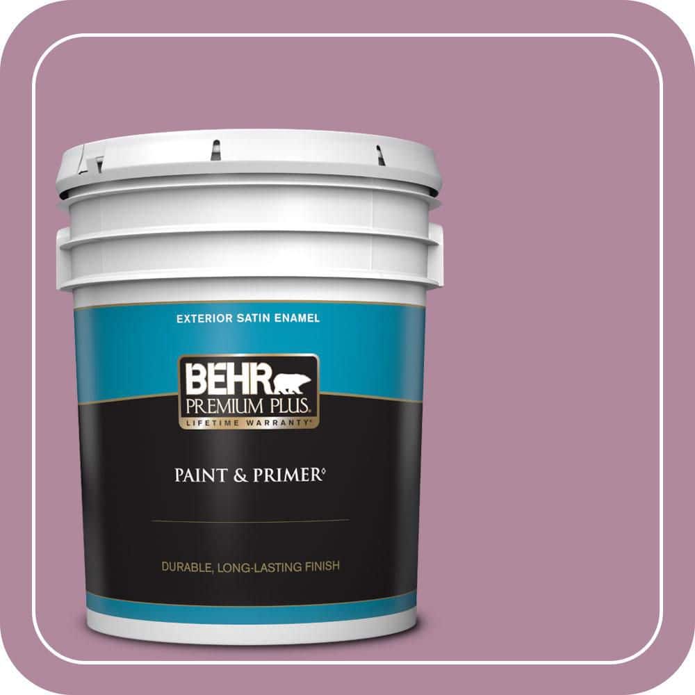 BEHR PREMIUM PLUS 5 gal. #690D-5 Winsome Rose Satin Enamel Exterior Paint & Primer