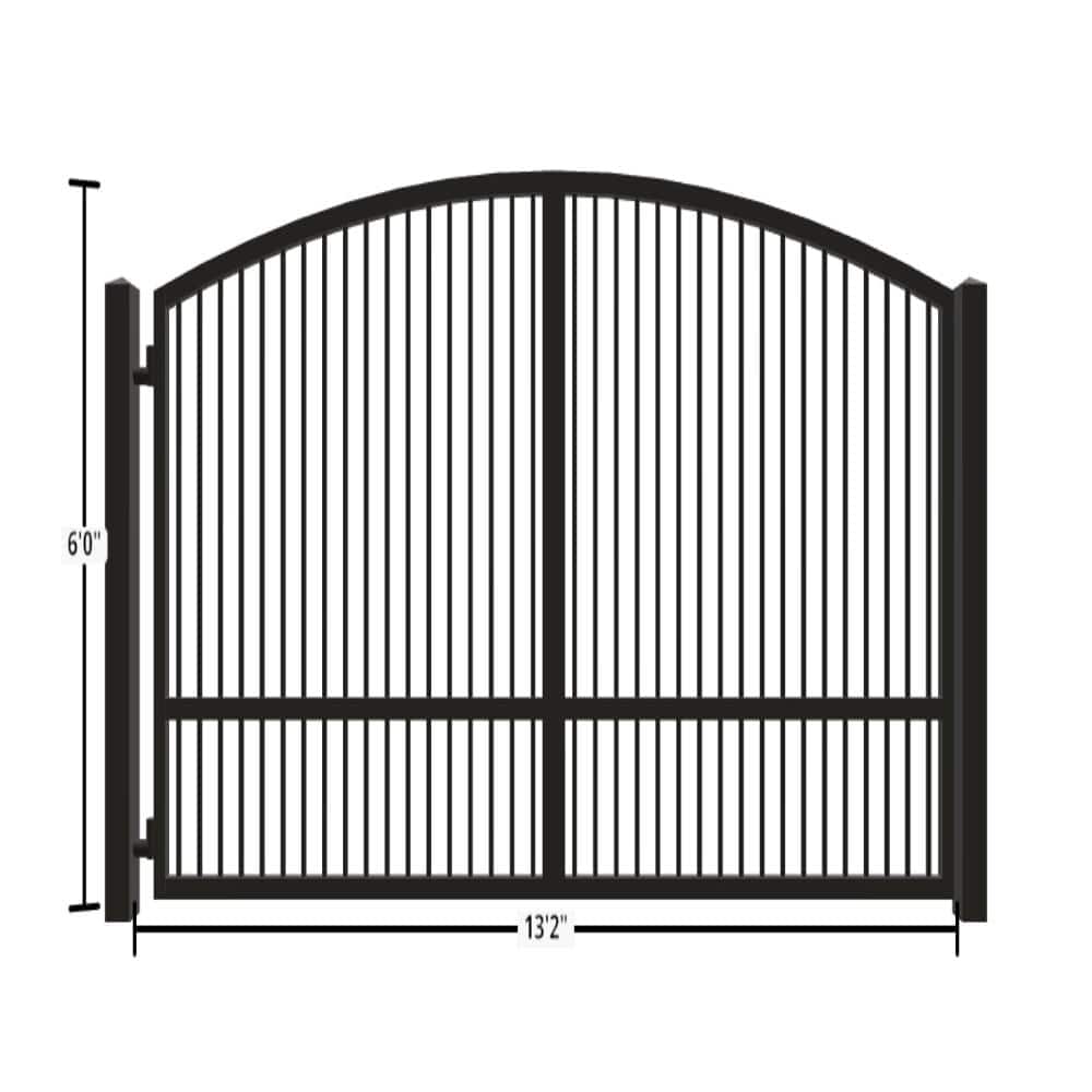 Unbranded Driveway Gate — Swing, Side, Arch, Single, Black — 158"W x 72"H (1)