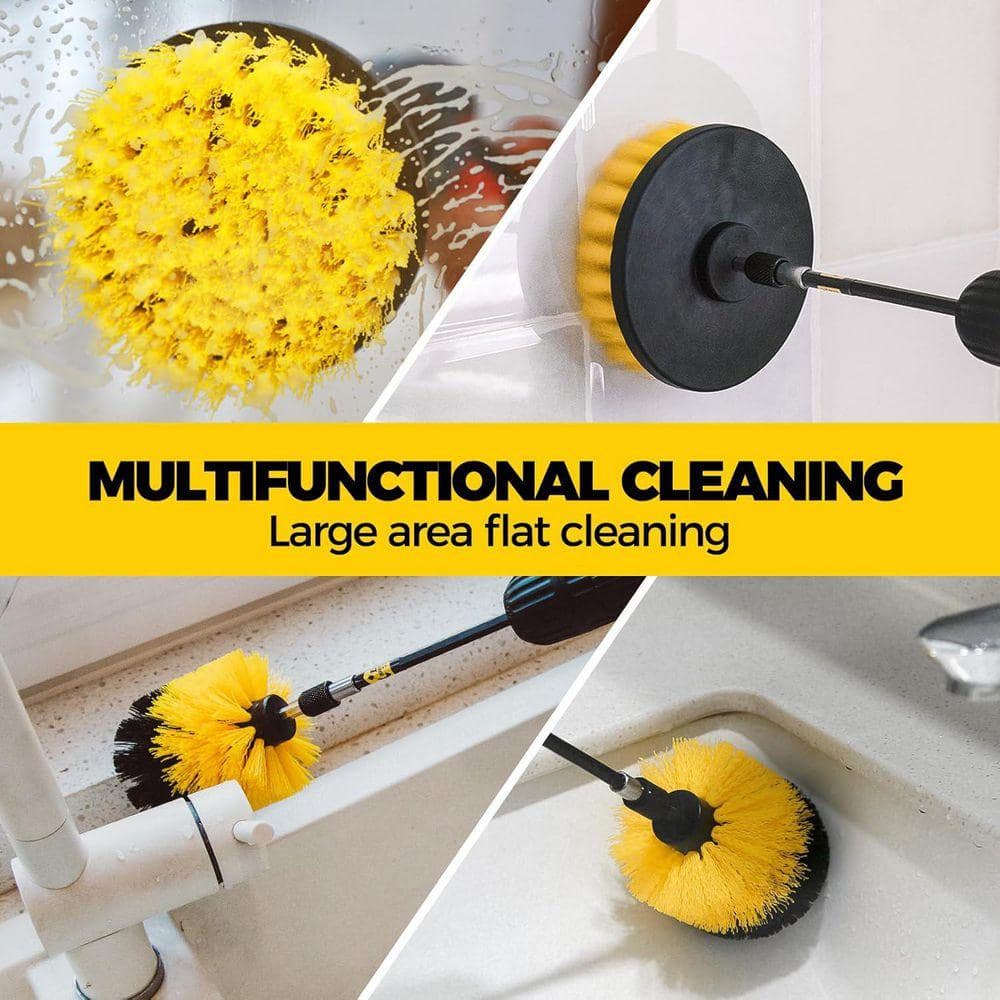 KIWDZFU All Purpose Drill Brush Set with Extend Attachment for Bathroom Surfaces Grout Floor Tub Shower Tile 9 Pack (2)