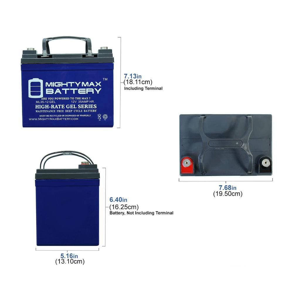 MIGHTY MAX BATTERY 12V 35Ah GEL Battery Replacement for Deka 8GU1 (2)