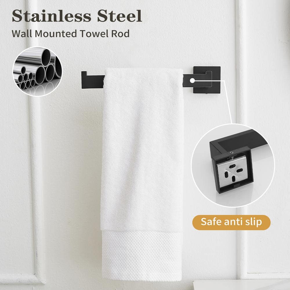 BWE Bath Hardware Set Black Bathroom Accessories with towel bar Toilet Paper Holder Towel Ring (3)