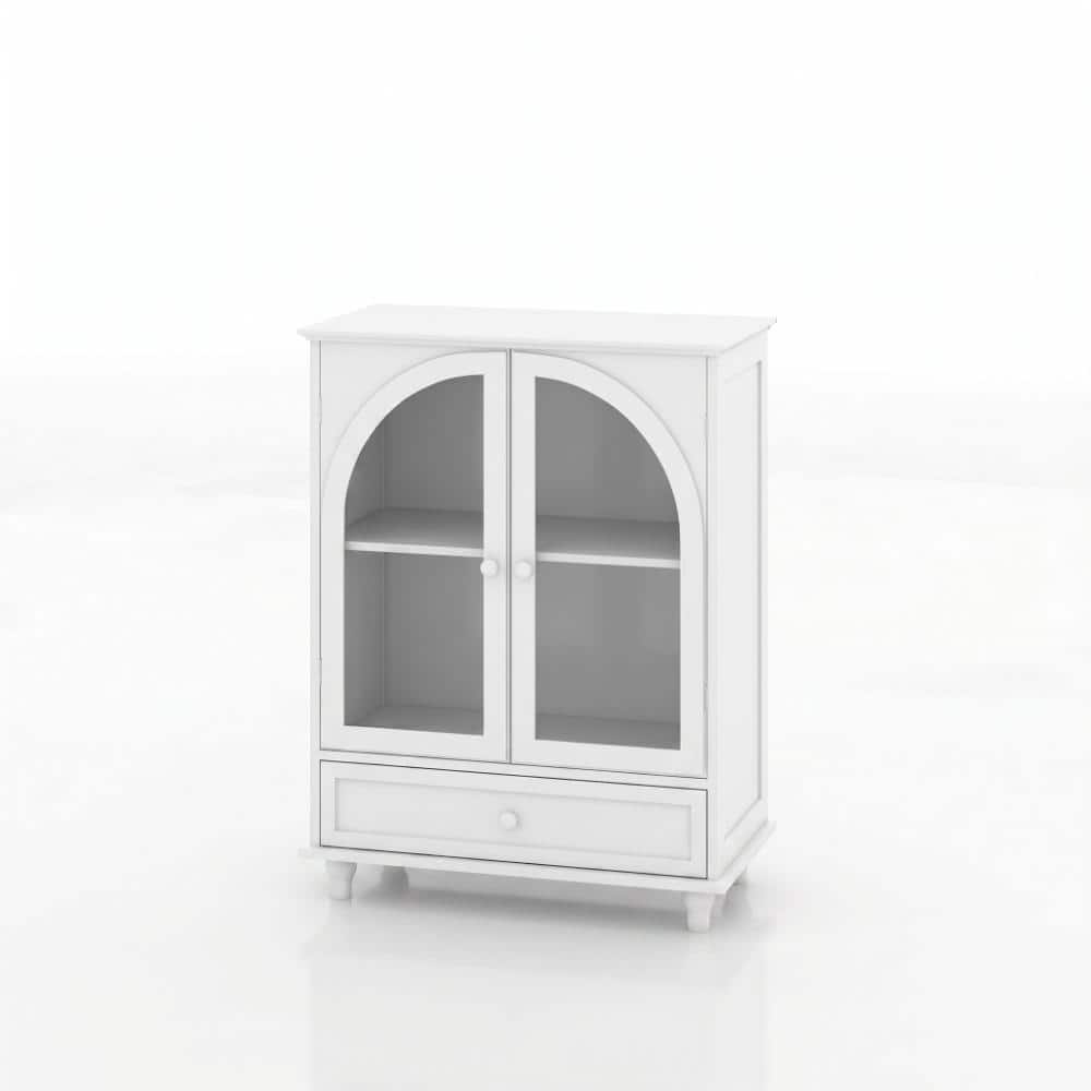 COWLOWN 27.95 in. W x 14.96 in. D x 36.81 in. H White Linen Cabinet with Tiered Top & 1 Drawer (1)