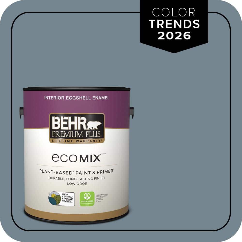 BEHR PREMIUM PLUS 1 gal. #N480-5 Adirondack Blue Eggshell Enamel EcoMix Plant-Based Interior Paint & Primer (1)