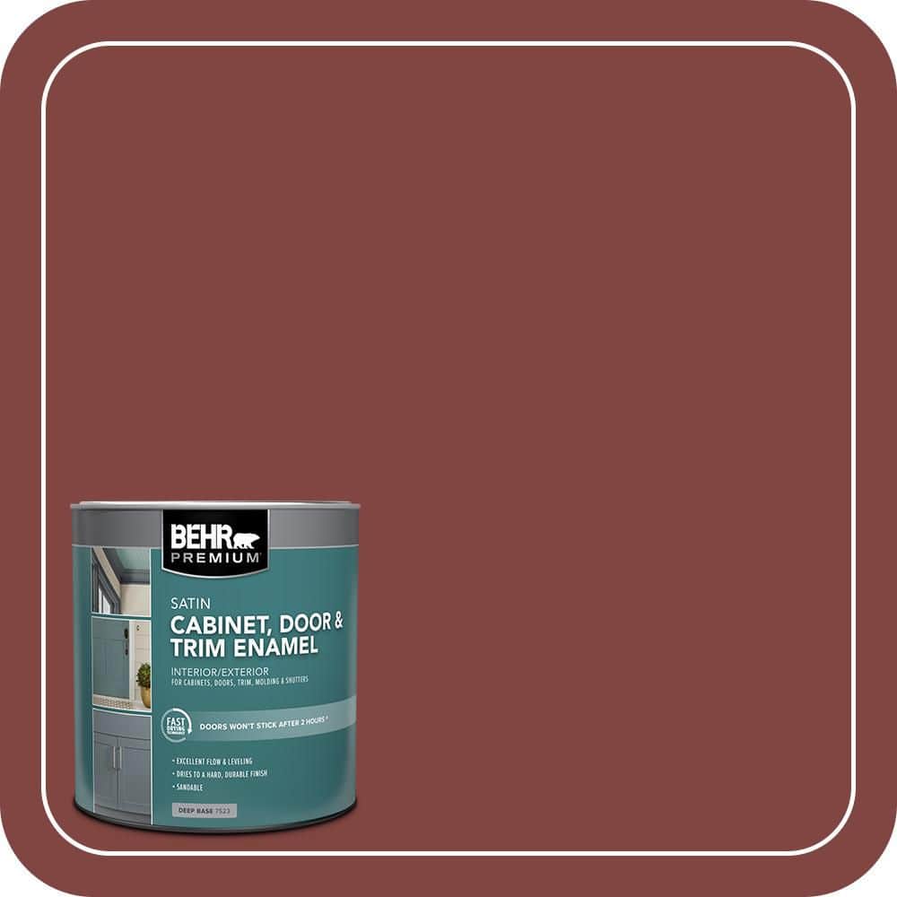 BEHR PREMIUM 1 qt. #ECC-15-3 Cherry Bark Satin Enamel Interior/Exterior Cabinet, Door & Trim Paint (1)