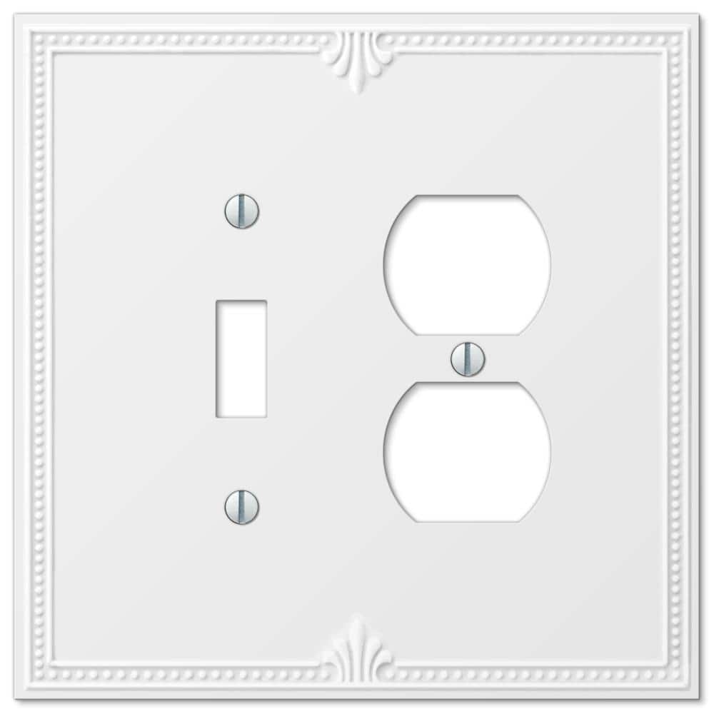 AMERELLE Richmond 2 Gang 1-Toggle and 1-Duplex Composite Wall Plate - White