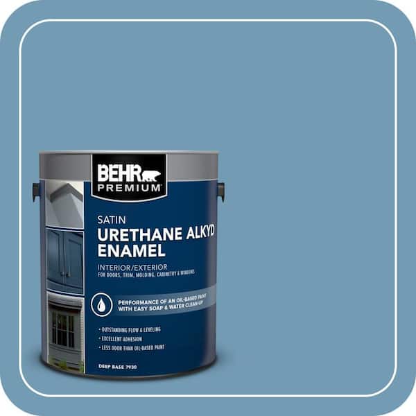 BEHR PREMIUM 1 gal. #560D-5 Ocean View Urethane Alkyd Satin Enamel Interior/Exterior Paint (2)